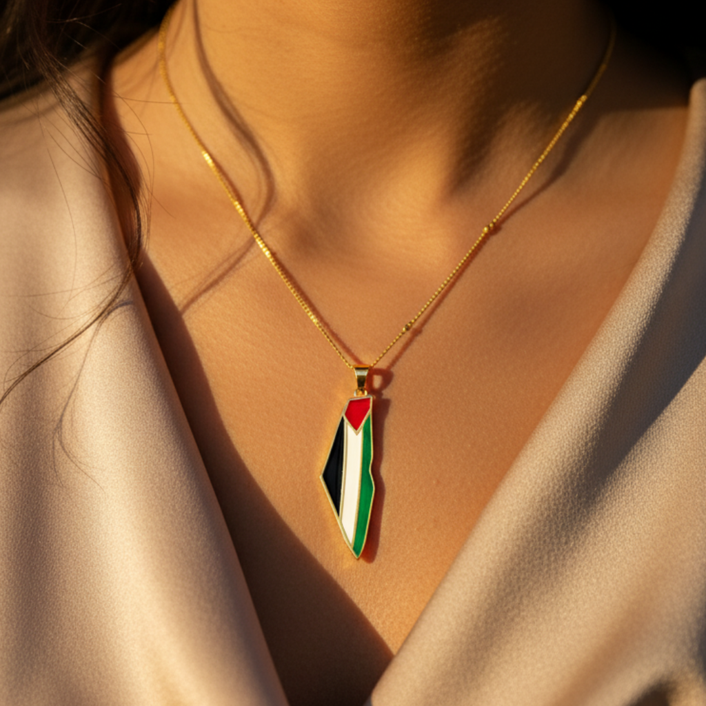 Qamar Palestine Pride Map Necklace
