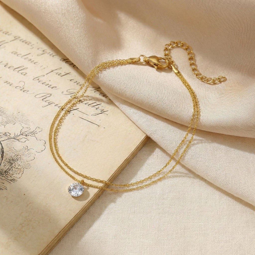 White Petal Shell Layered Anklet