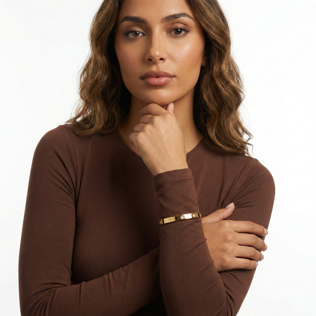 Gold Clover Bangle