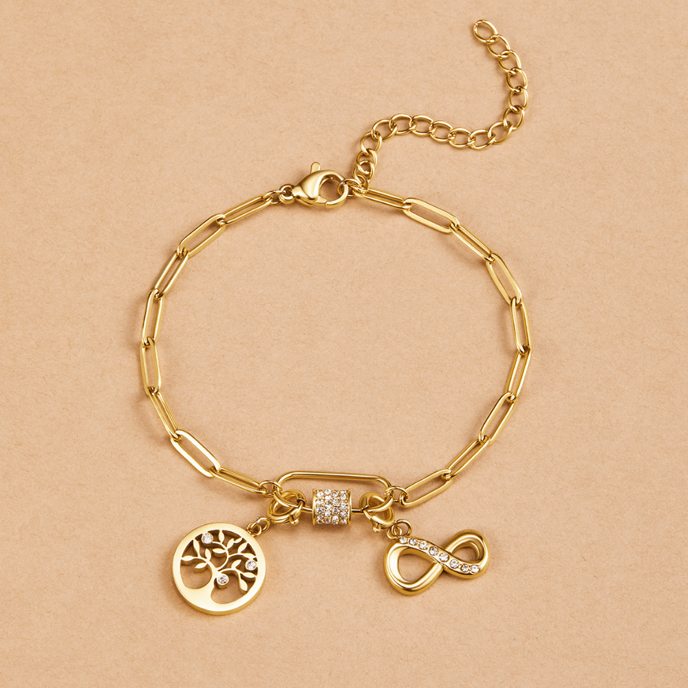 Crystal Paperclip Charm Bracelet